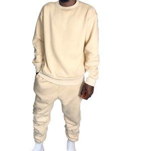 Unisex Heavy Blend Off-White Crew Neck Pullover Sweater / Sweatpants Set